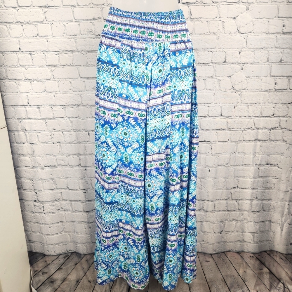 True Destinations Size S Blue Patterned Wide Leg … - image 4